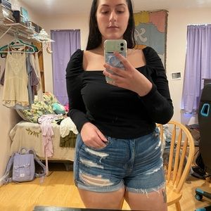 Wild Fable Ruched Shoulder Long Sleeve Top